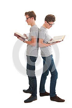 Twins reading books