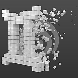 Twins zodiac sign shaped data block. version with white cubes. 3d pixel style vector illustration