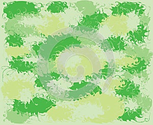 Twirl pattern. Twisted and distorted vector texture in trendy style. Green spots and splashes.