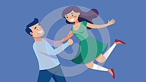 He twirled her under his arm a playful teasing that made her giggle.. Vector illustration. photo