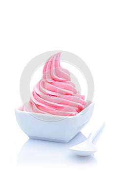 Twirled pink strawberry ice cream photo