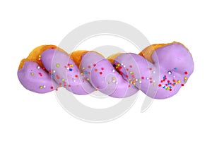 twist Doughnut with glaze blueberry Cream and colorful sprinkles