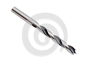 Twist drill bit for drilling wood on a light background