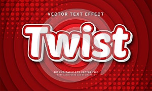 Twist editable text effect with red color theme