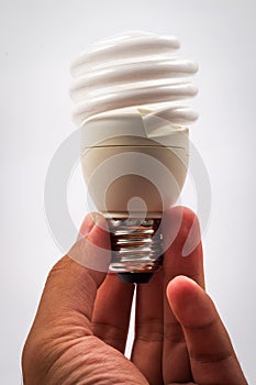 Twist light bulb on white background