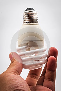 Twist light bulb on white background