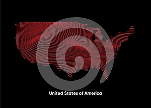 Twist lines map of United States of America. USA Political Map