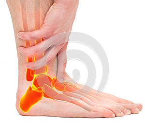 Twisted ankle - Man Holding Ankle - Anatomy Male