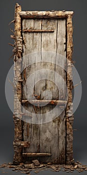 Twisted Birch Wood Door With Intricate Details