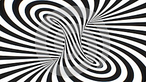 Twisted Black White Hypnotic Optical Illusion Psychedelic Stripes - 4K Seamless Loop Motion Background Animation