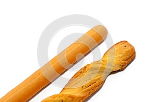 Twisted bread stick isolated on white
