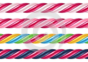 Twisted cane colorful borders set. Vector illustration.