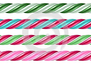 Twisted cane colorful borders set. Vector illustration.