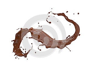 Twisted Chocolate splash isolated on brown background