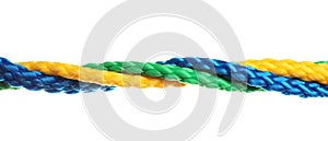 Twisted colorful ropes isolated. Unity concept