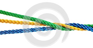 Twisted colorful ropes isolated. Unity concept