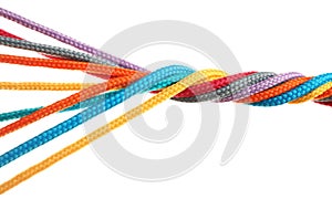 Twisted colorful ropes isolated. Unity concept