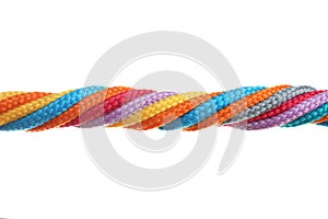 Twisted colorful ropes isolated on white