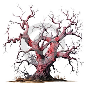 Twisted, Dead Tree With Red Bark