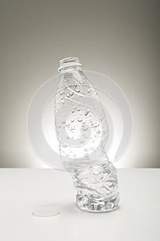 Twisted distorted bottle of water