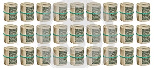 Twisted dollars on a white background