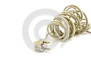 Twisted electrical cord isolated on a white background photo