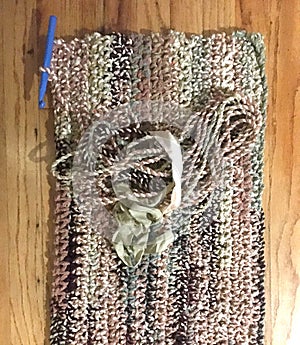 Twisted Fabric Twine Rug with Crochet Hook