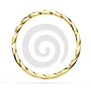 Twisted Gold ring isolated on white background
