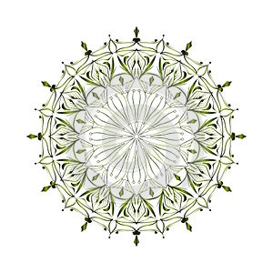 Twisted Green Colors Abstract Mandala Pattern Design Concept Of Meditational Healing Spirituality Relaxation Decoreative Islamic photo