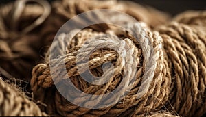 Twisted hemp fiber tied knot, strong nautical vessel rigging equipment generated by AI