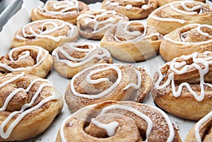 Twisted home made cinnamon rolls. Homemade baking.