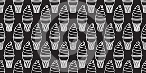 Twisted ice cream cone waffle cup chocolate vanilla watermelon sweet candy vector seamless pattern isolated wallpaper background b