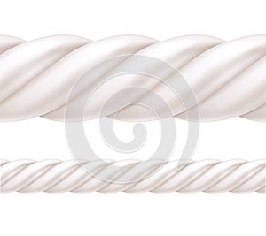 Twisted marshmallow border. Seamless horizontal sweets pattern.