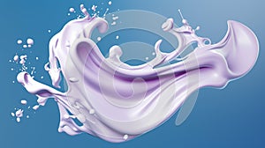 Twisted milk splash on blue background