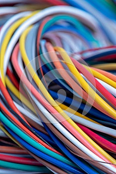 Twisted multicolored electric computer cable