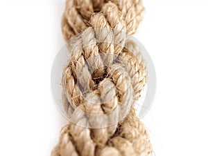 Twisted Natural Fiber Rope on White Background