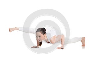 Twisted one legged arm balance yoga pose