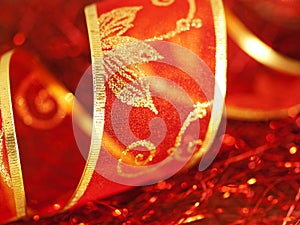 Twisted ornate red gift ribbon