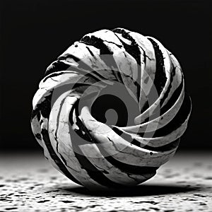 twisted pebble with a coil pattern in black and white resemblin photo
