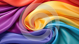 Twisted rainbow colored fabric. Fashionable lightweight silk fabric