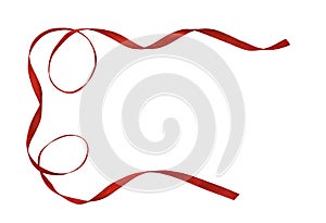 Twisted red satin ribbon in a border arrangement