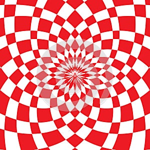 Twisted red and white double radial lines