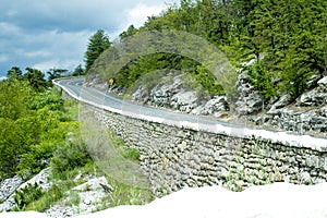 Twisted road on mountain top in New Paltz NY