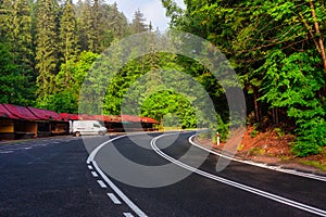 Twisted road to the Szklarska Poreba town in Karkonosze mountains, Poland