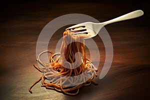 Twisted Spaghetti fork food. Generate AI