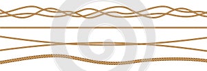Twisted and straight rope set. Vector design elements.