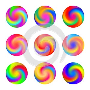 Twisted swirl rainbow color ball three dimensional set design element