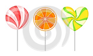 Twisted and Swirling Lollipops on Sticks Vector Set