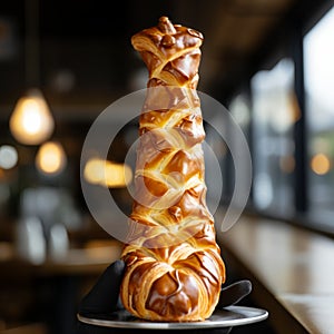 Twisted Swiss Style Croissant Pastry In The Shape Of A Giraffe photo