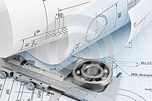technical drawing and callipers